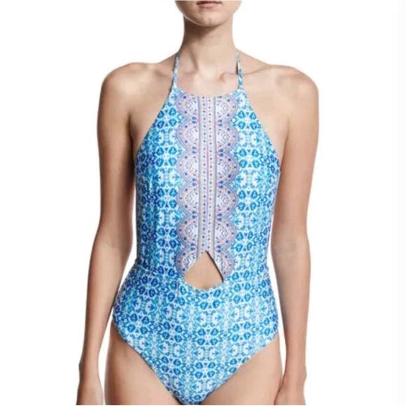 Nanette Lepore Seductress Seaside Tile Swimsuit Blue Size S - Picture 2 of 13